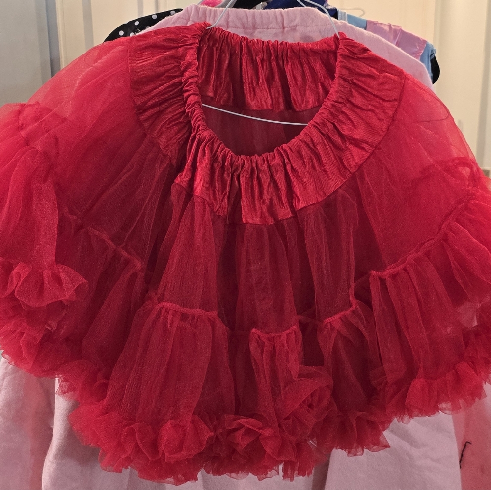 Red Ruffled Tulle Skirt
